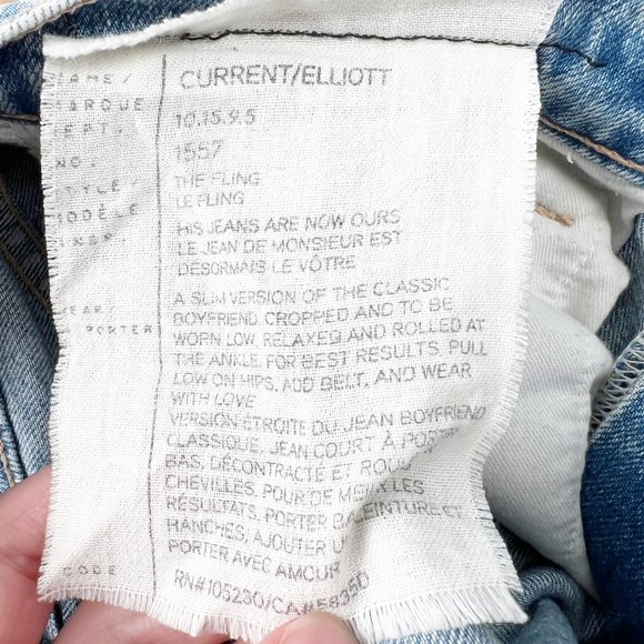 Current Elliott "The Fling" Boyfriend Jeans Distressed Light Wash Relaxed Fit 25 - Picture 8 of 11
